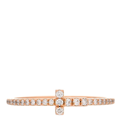 Tiffany 18K Rose Gold Diamond T Wire Pave Ring 54 7 1 of 4