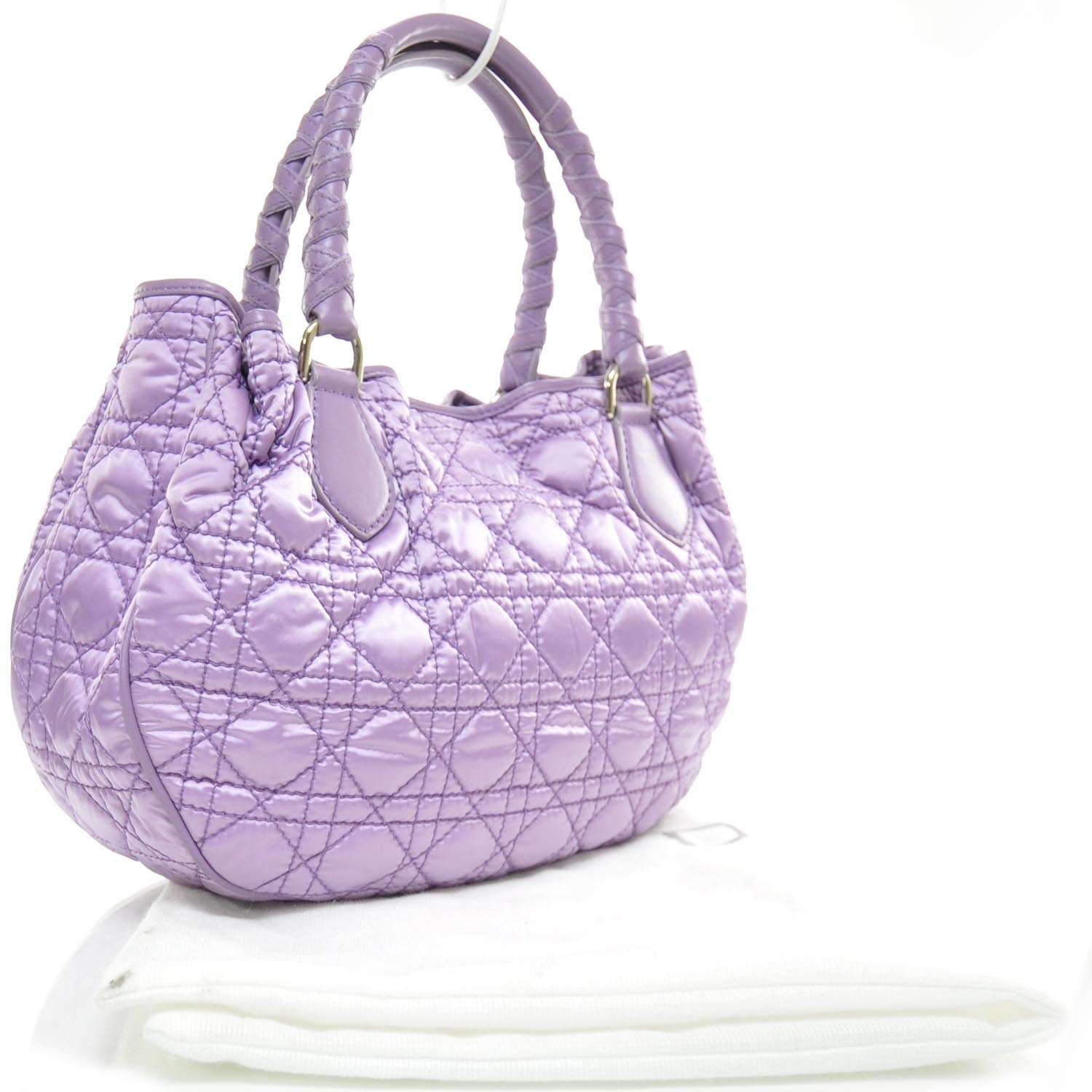 Christian Dior Satin Cannage Charming Tote Purple 3 of 8