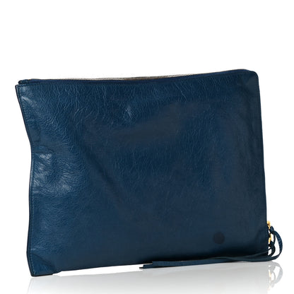Balenciaga Agneau Classic Hardware Small Pouch Bleu Profond 3 of 12