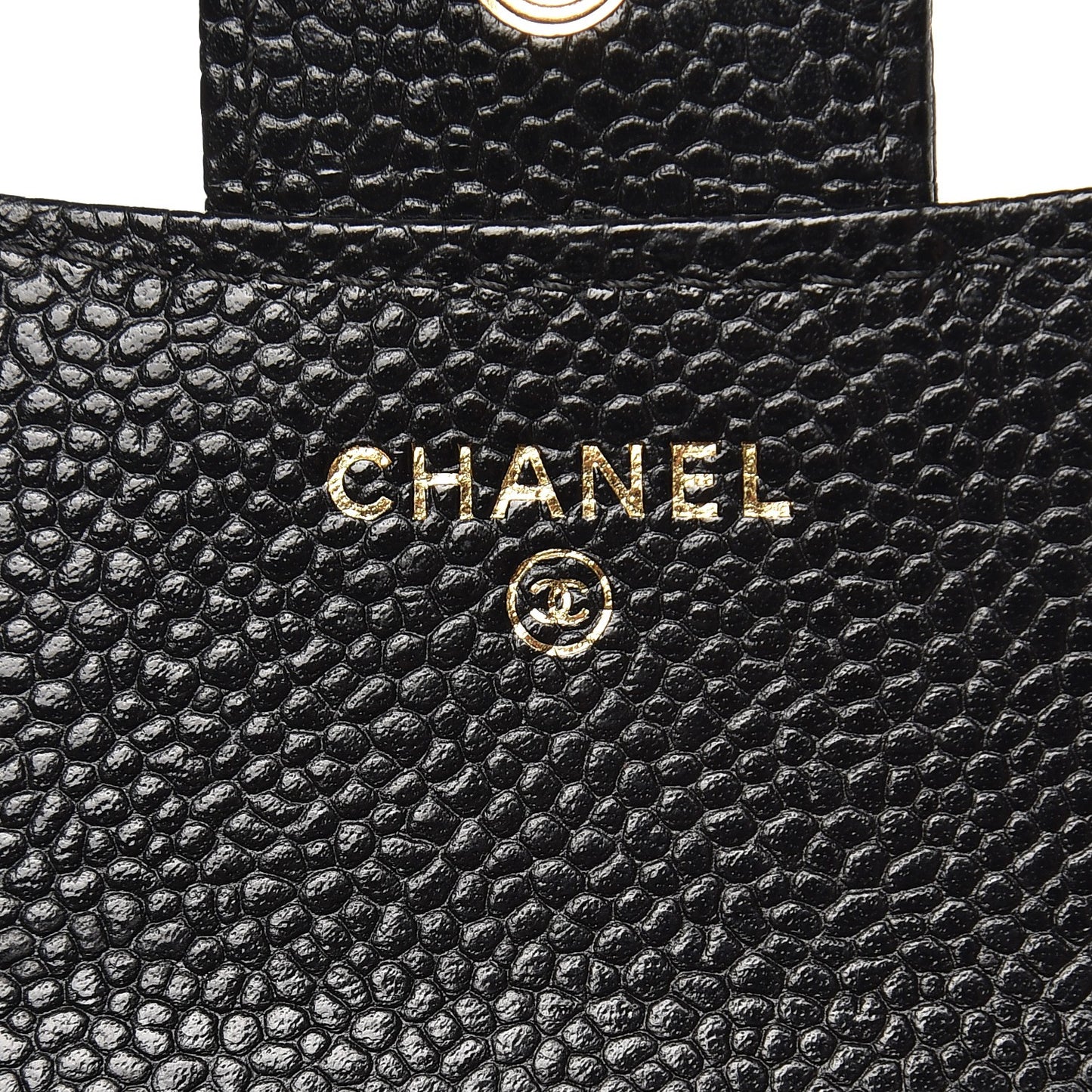 Caviar Quilted Compact Flap Wallet Black