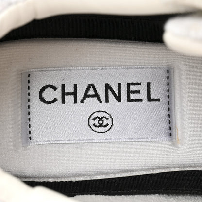 Chanel Painted Iridescent Cotton Tweed Suede Calfskin Womens CC Sneakers 36 White Silver Multicolor 7 of 10