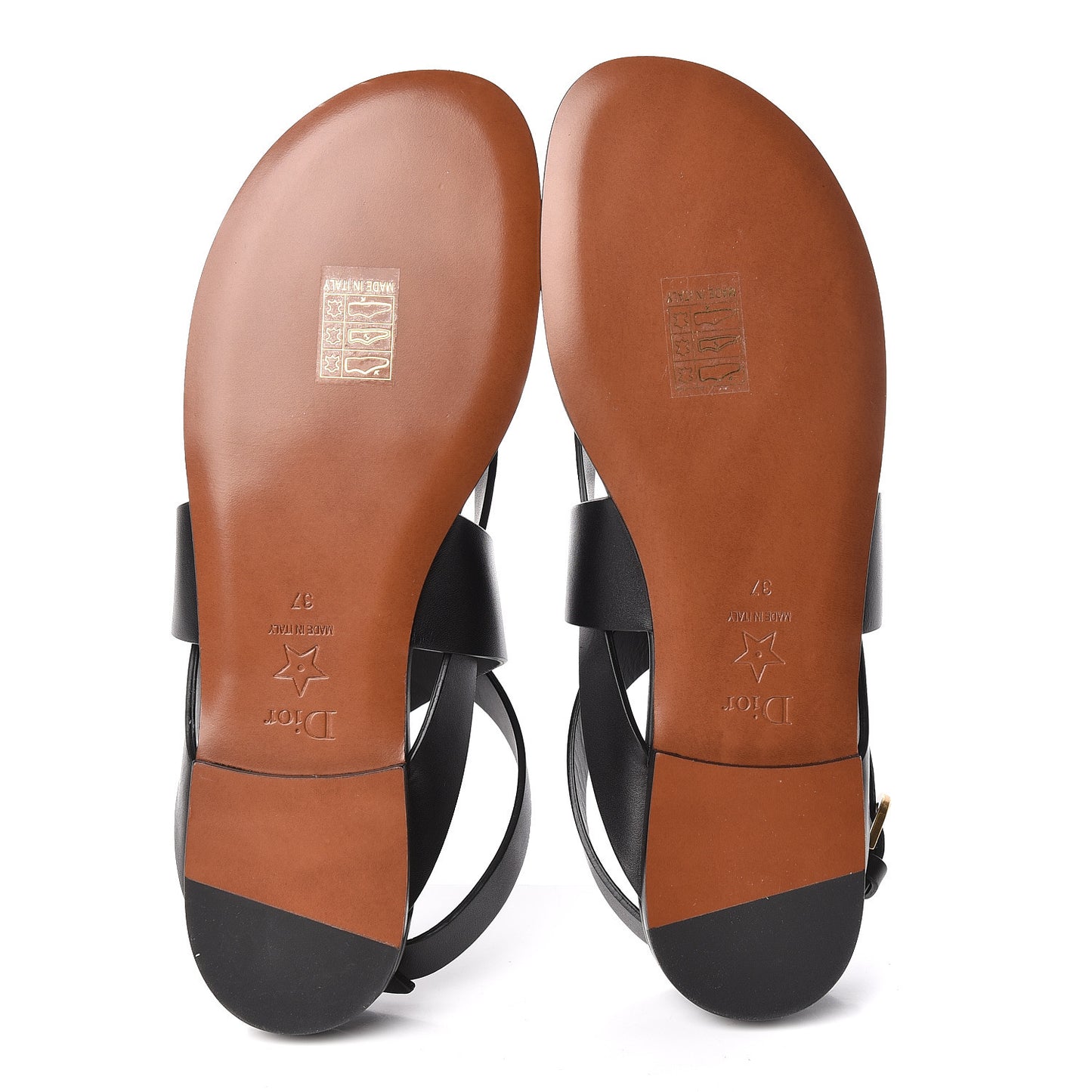 Calfskin Up Thong Sandal 37 Black