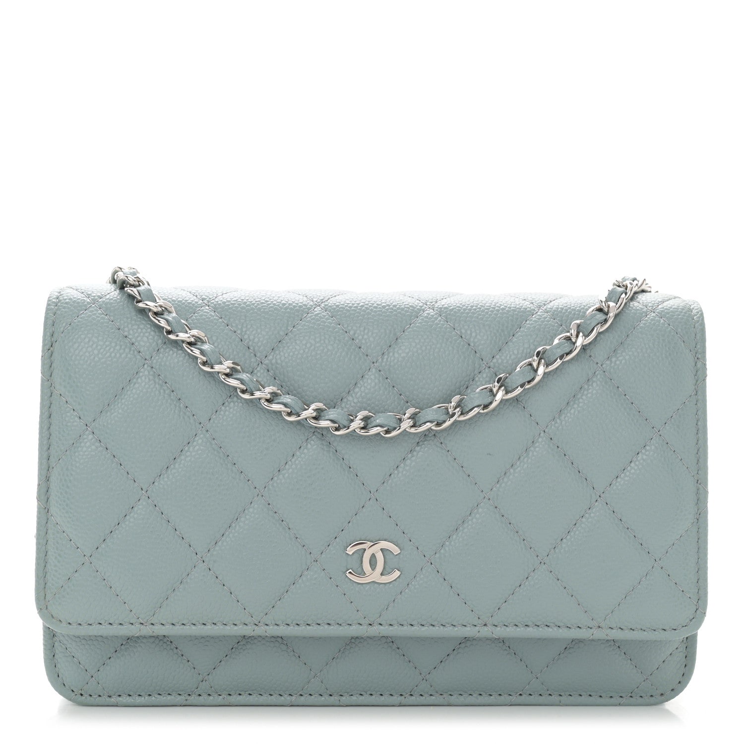 Chanel Caviar Quilted Wallet on Chain WOC Light Blue 1 of 11