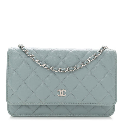 Chanel Caviar Quilted Wallet on Chain WOC Light Blue 1 of 11