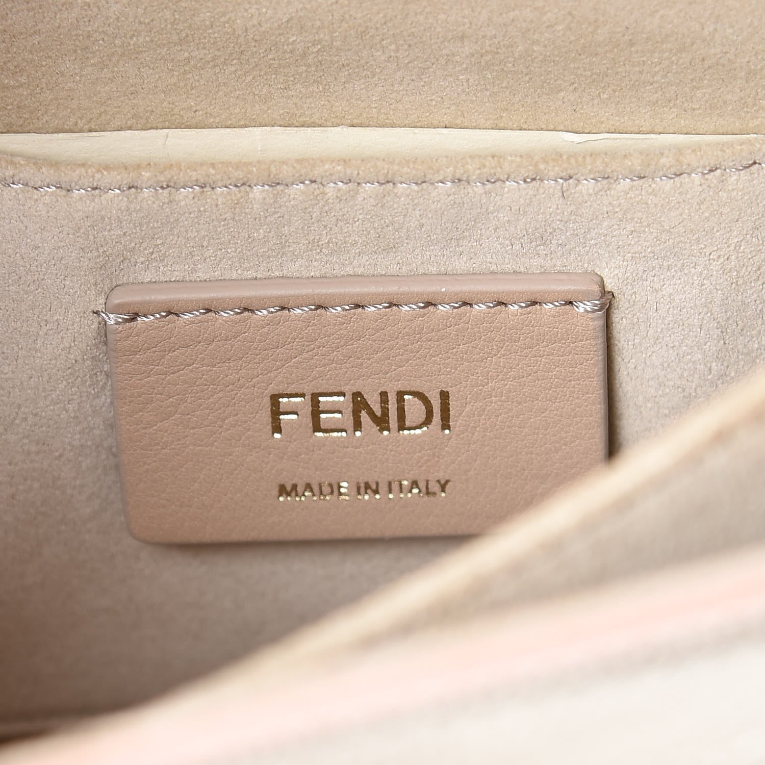 Fendi Vitello Catalan Mirror Scalloped Multi Studded Small Kan I Shoulder Bag Champagne 6 of 20