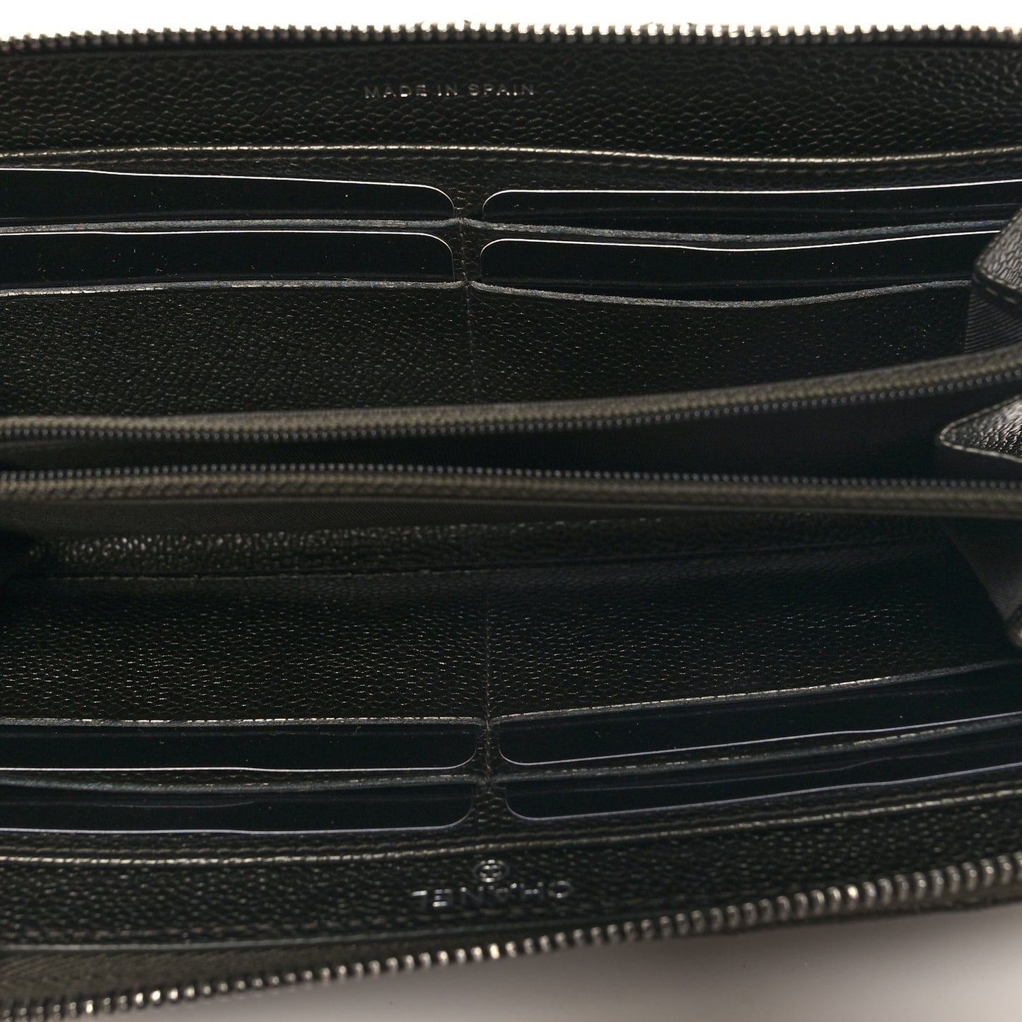 Caviar Quilted Large Gusset Zip Around Wallet Dark Charcoal