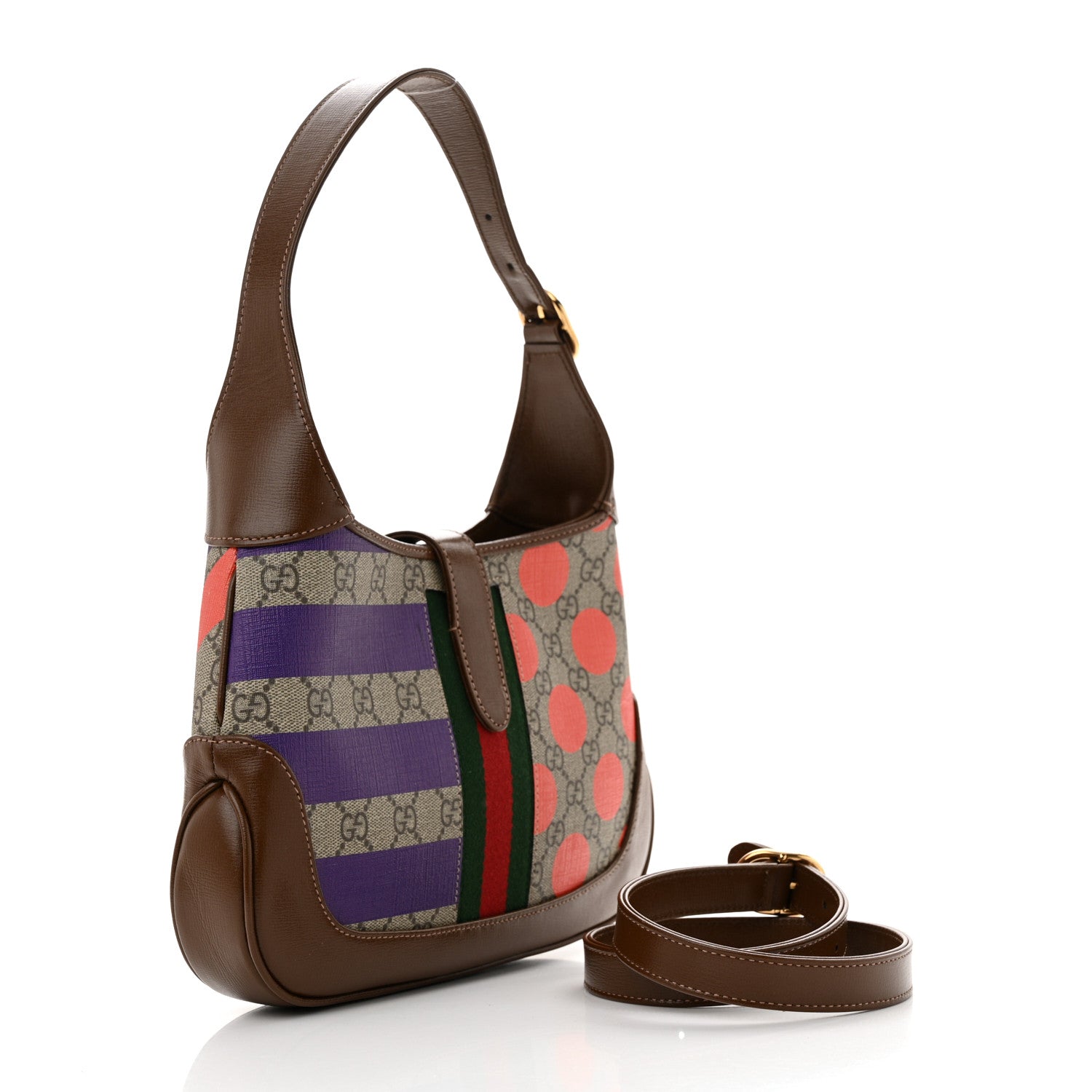 Gucci GG Supreme Monogram Azalea Calfskin Print Web Small Jackie 1961 Hobo Multicolor 2 of 11