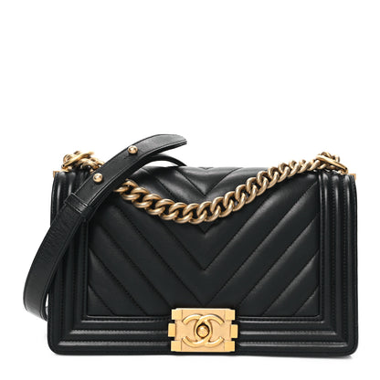 Chanel Calfskin Chevron Quilted Medium Boy Flap Black 1 of 10