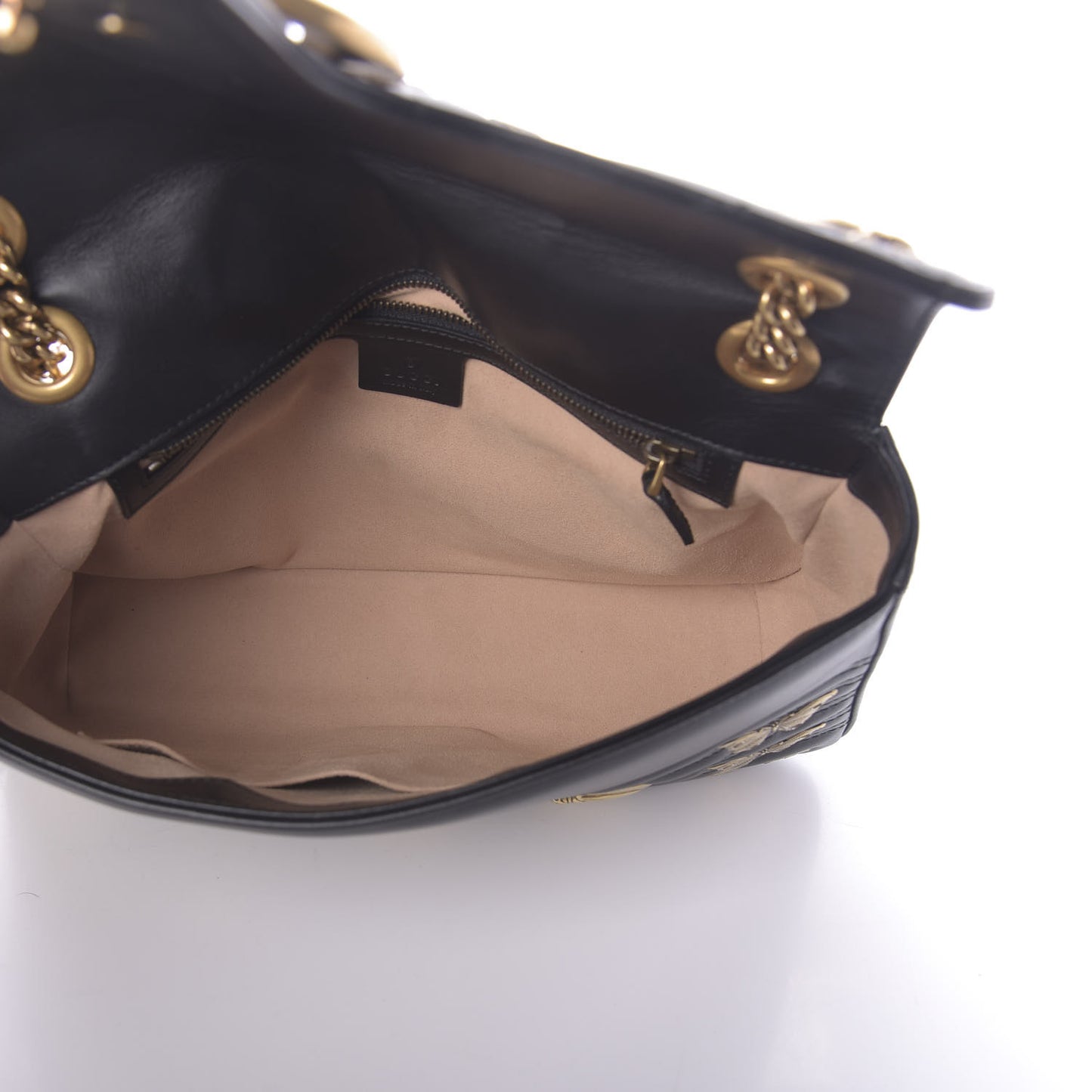 Calfskin Matelasse Animal Studs Medium GG Marmont Shoulder Bag Black