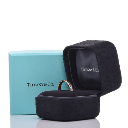 Tiffany 18K Rose Gold Diamond 3mm Logo Band Ring 50 5.25 6 of 6