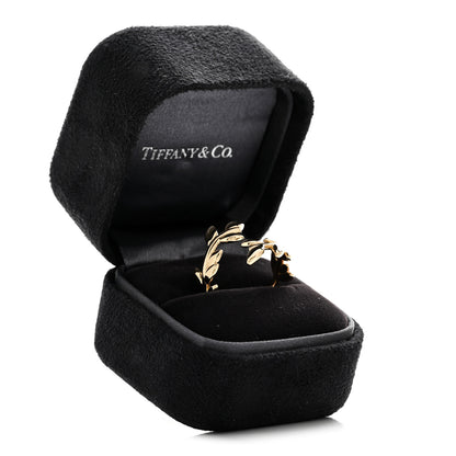 Tiffany 18K Yellow Gold Paloma Picasso Olive Leaf Bypass Ring 57 8 6 of 6
