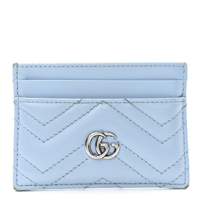 Gucci Calfskin Matelasse GG Marmont Card Holder Porcelain Light Blue 1 of 9