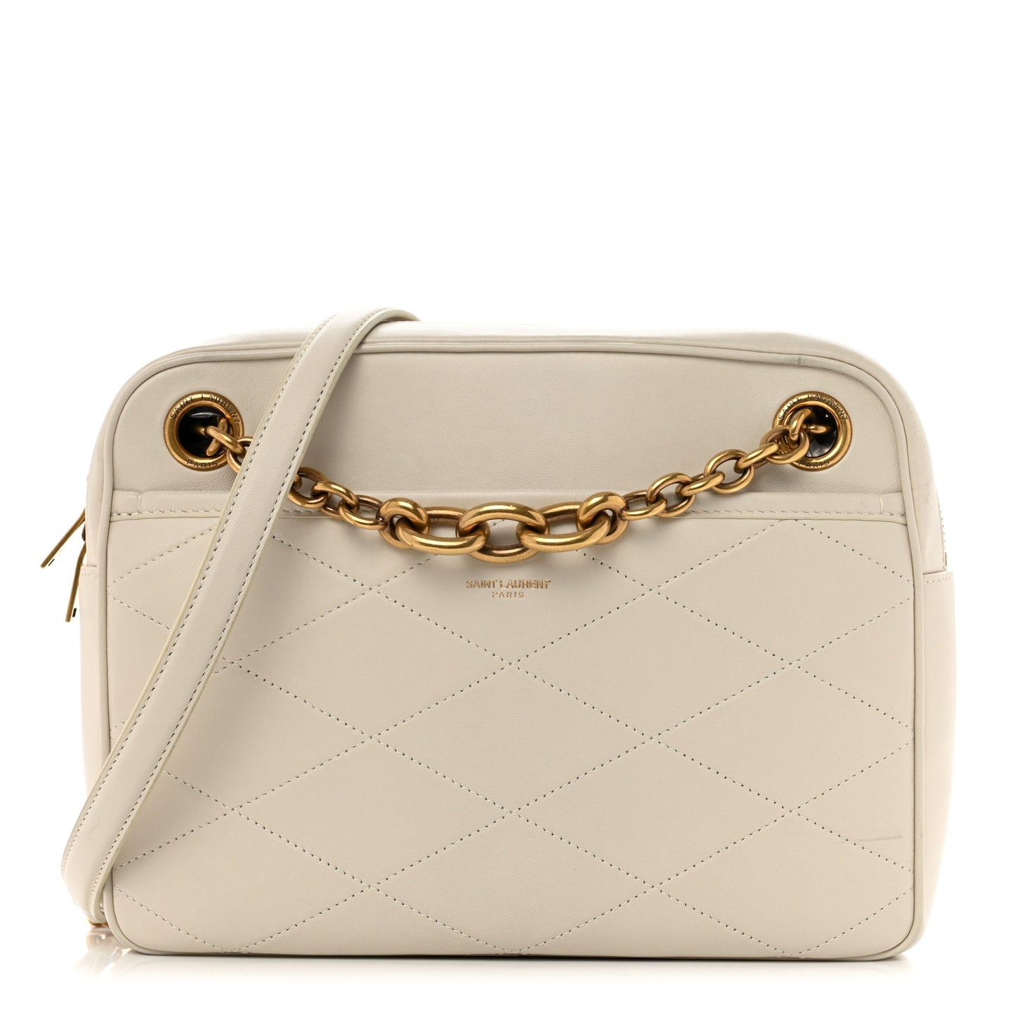 Lambskin Quilted Le Maillon Chain Strap Crossbody Crema Soft