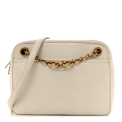 Saint Laurent Lambskin Quilted Le Maillon Chain Strap Crossbody Crema Soft 1 of 12