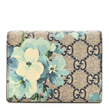 Gucci GG Supreme Monogram Blooms Card Case Wallet Beige Blue Navy Hibiscus Red 1 of 13