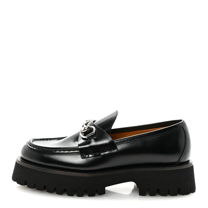 Gucci Cordovan Lux Womens Horsebit 45mm Platform Loafers 37 Black 1 of 10