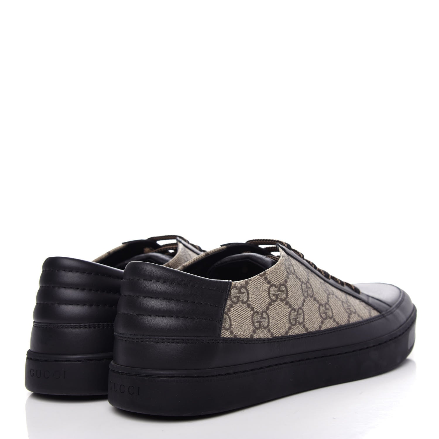 Gucci GG Supreme Monogram Mens Low Top Sneakers 9.5 Black Beige Ebony 4 of 11