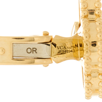 Van Cleef & Arpels 18K Yellow Gold Mother of Pearl Vintage Alhambra Earrings 4 of 5