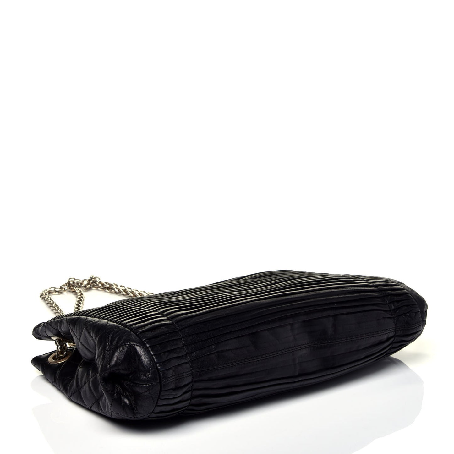 Lambskin Pleated Shoulder Bag Black