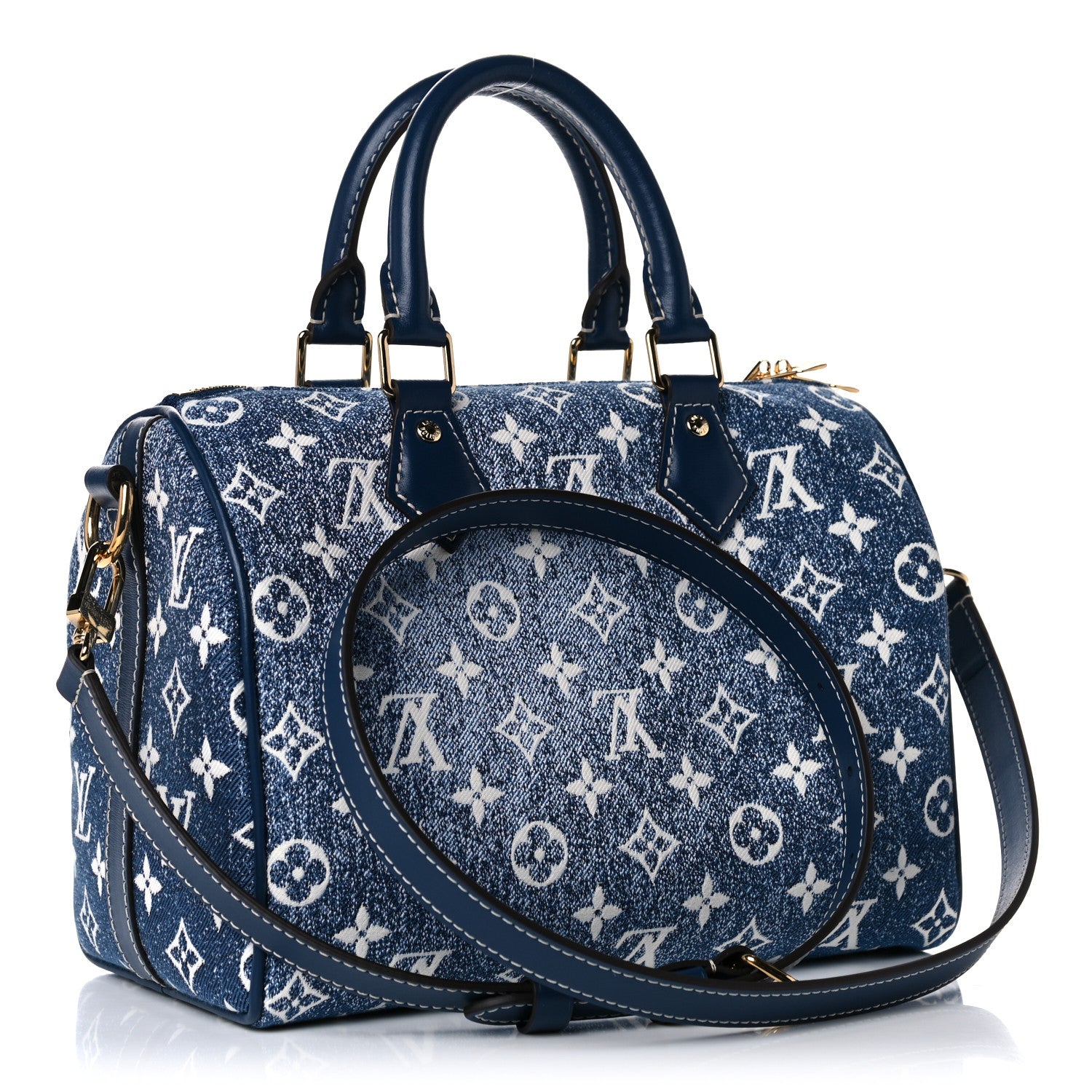 Louis Vuitton Monogram Jacquard Denim Speedy Bandouliere 25 Bleu 2 of 9