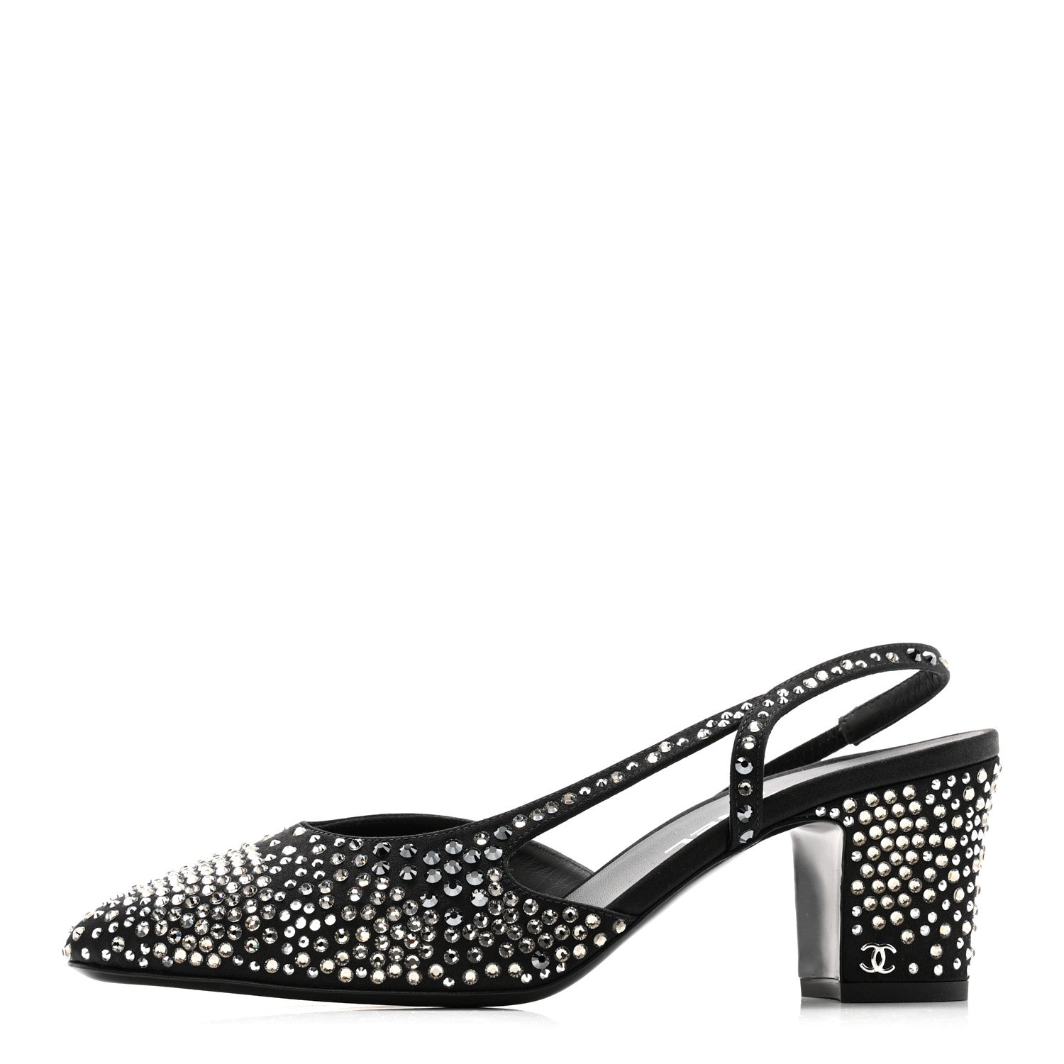 Chanel Strass Cap Toe CC Slingback Pumps 39.5 Black 1 of 10