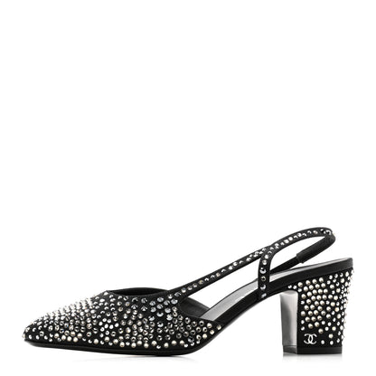 Chanel Strass Cap Toe CC Slingback Pumps 39.5 Black 1 of 10