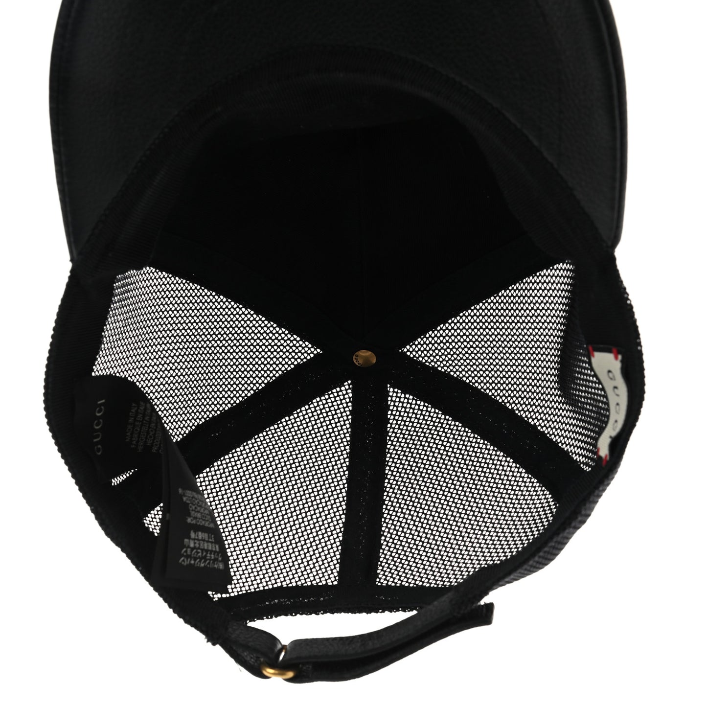 Grained Calfskin Logo Baseball Hat L Black