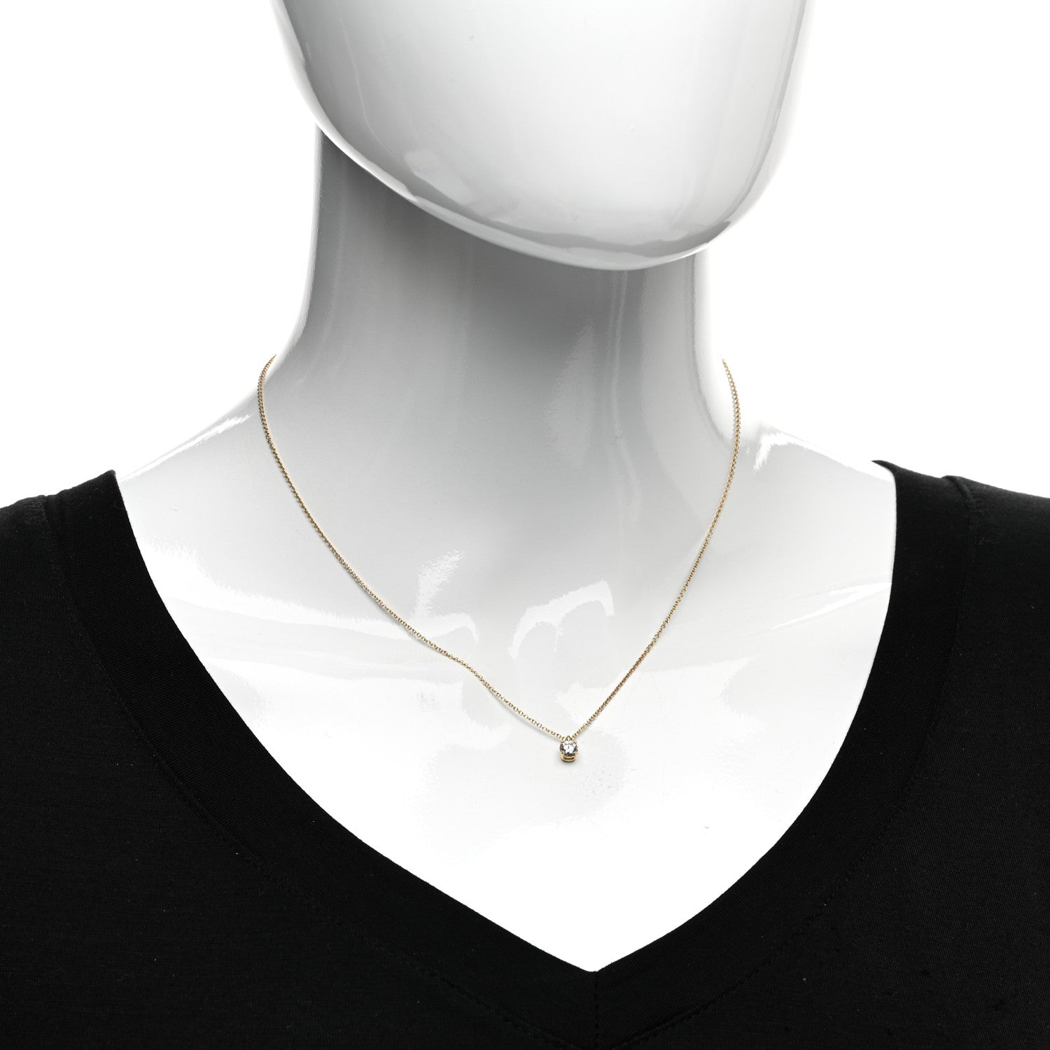 Tiffany 18K Yellow Gold Diamond .25ct Solitaire Pendant Necklace 2 of 5