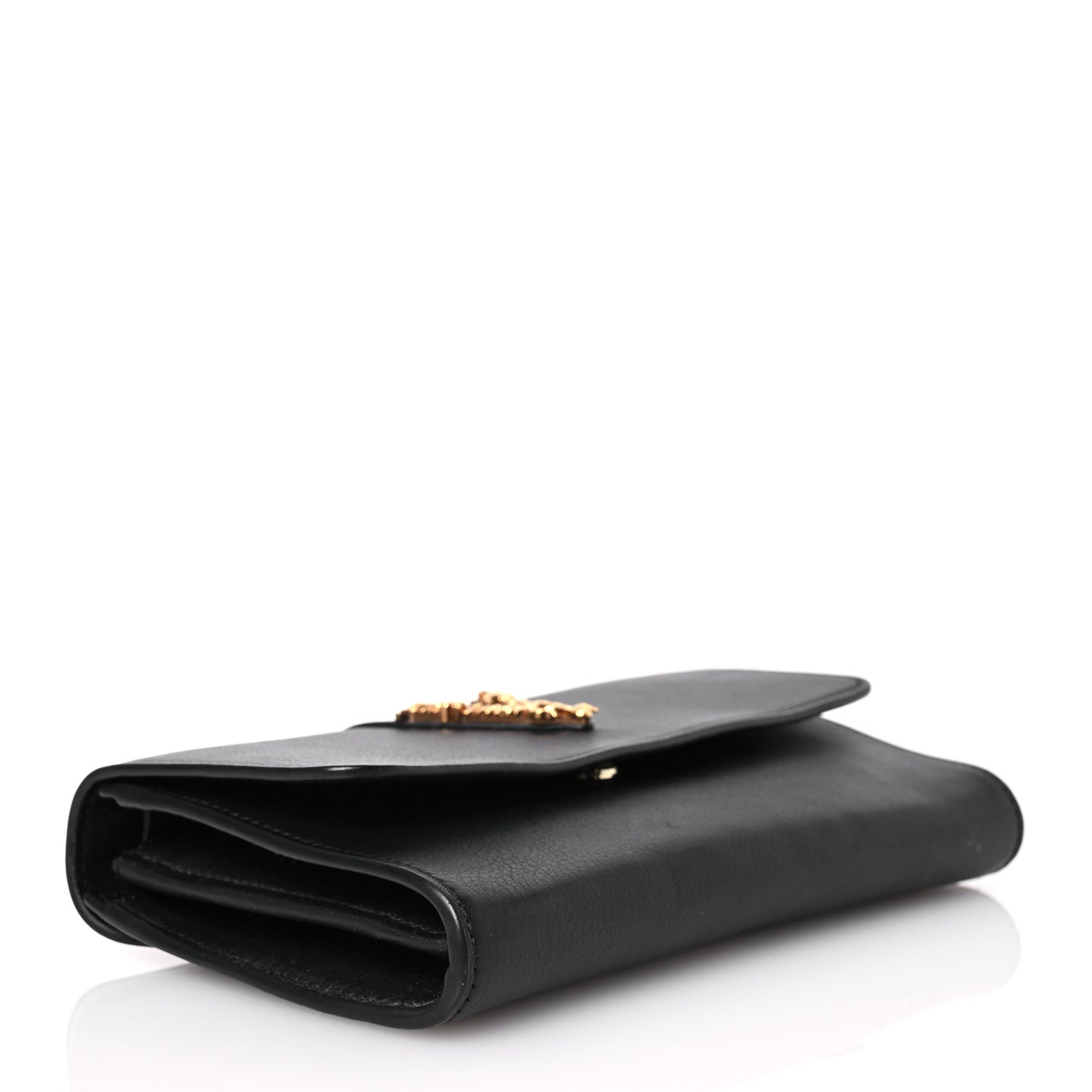 Grained Calfskin Virtus Wallet On Strap Black