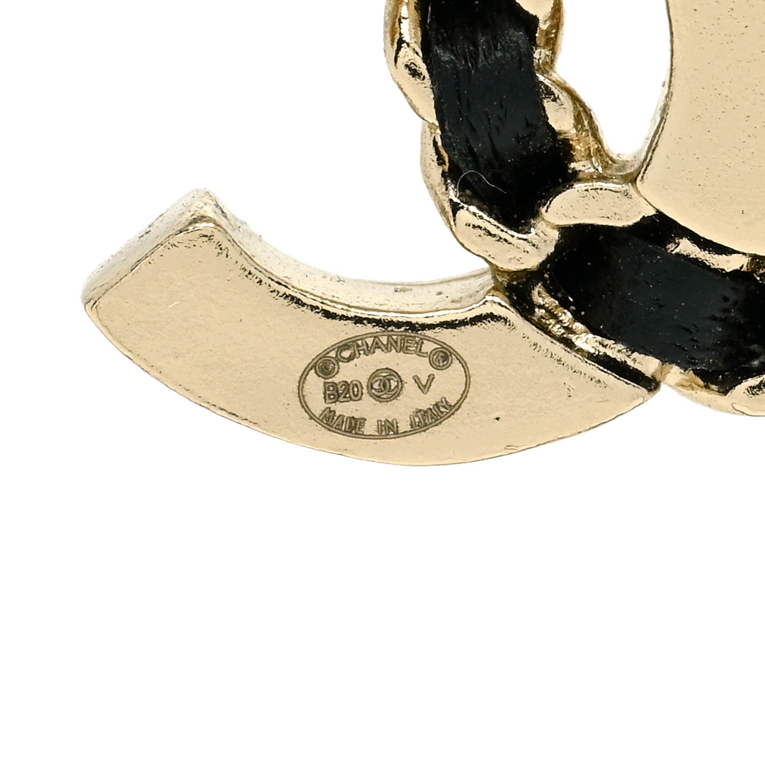 Chanel Crystal Baguette Lambskin Chain CC Vintage Allure Stud Earrings Black Gold 4 of 5