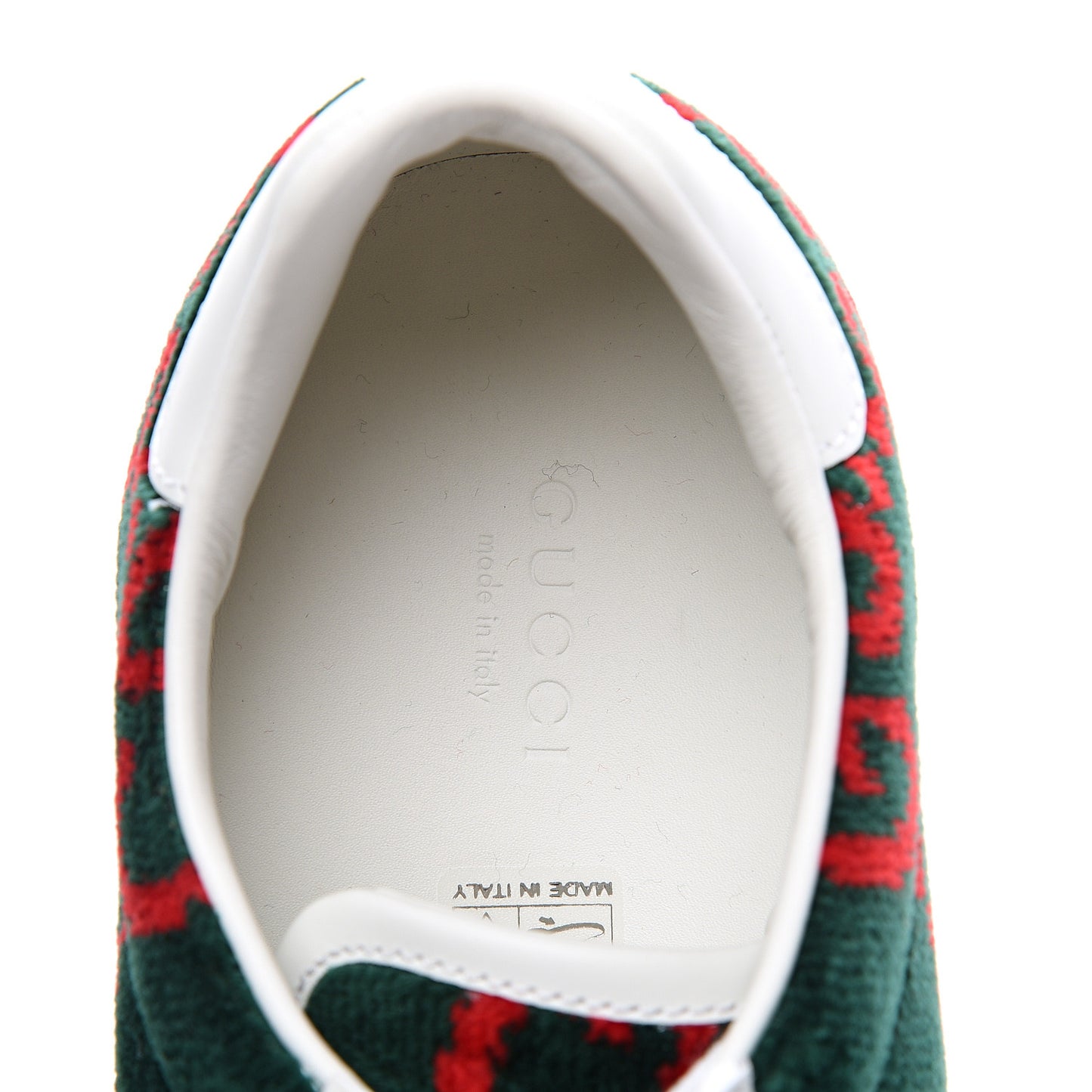 Terry Cloth GG Monogram Web Womens Ace Sneakers 39 Green Red