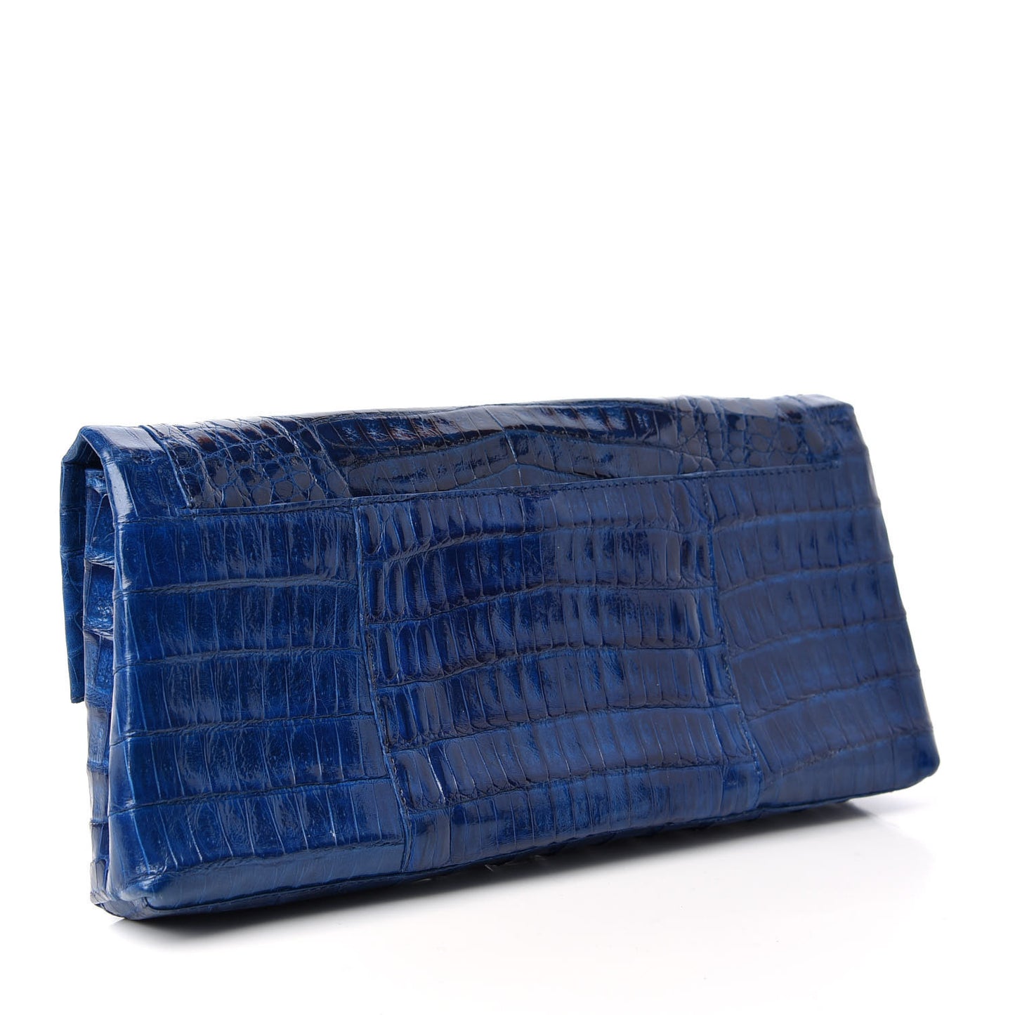Crocodile Foldover Clutch Blue