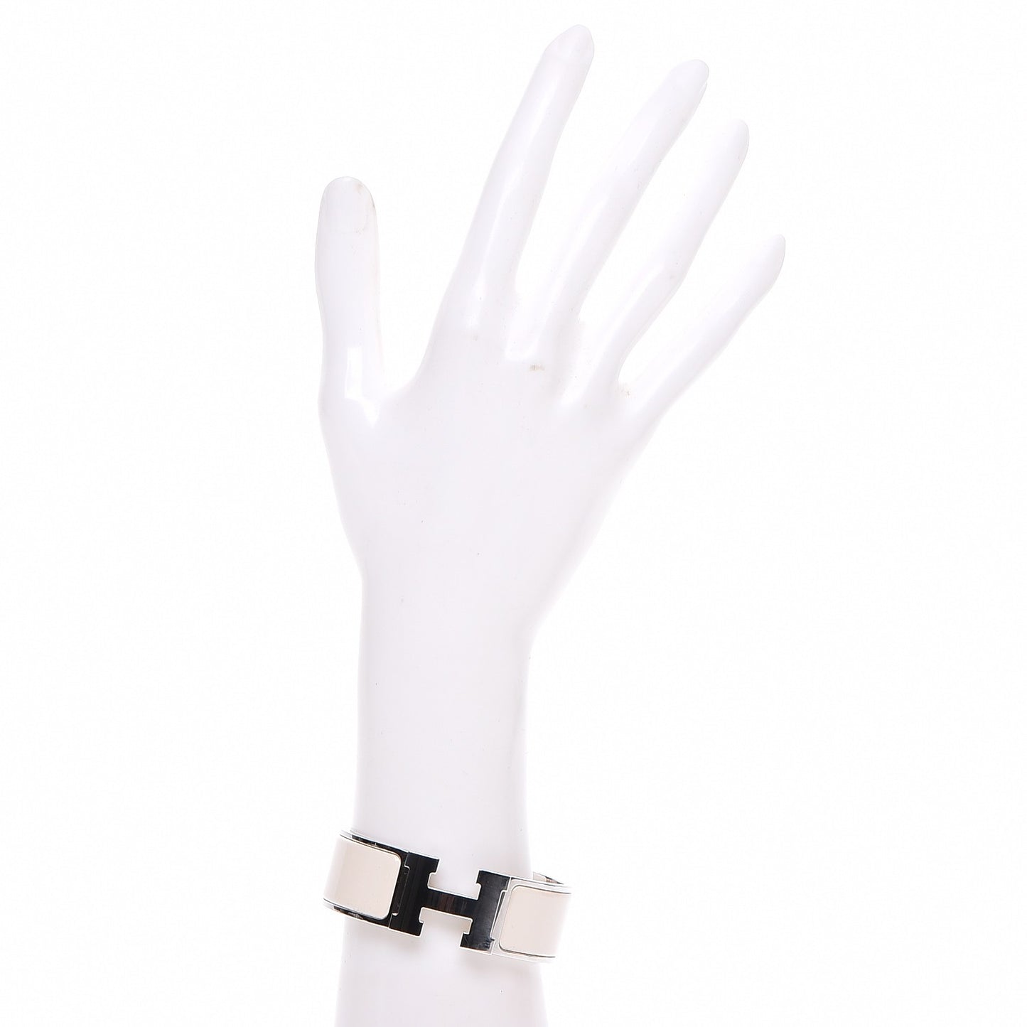 Enamel Wide Clic Clac H Bracelet PM Blanc Percale