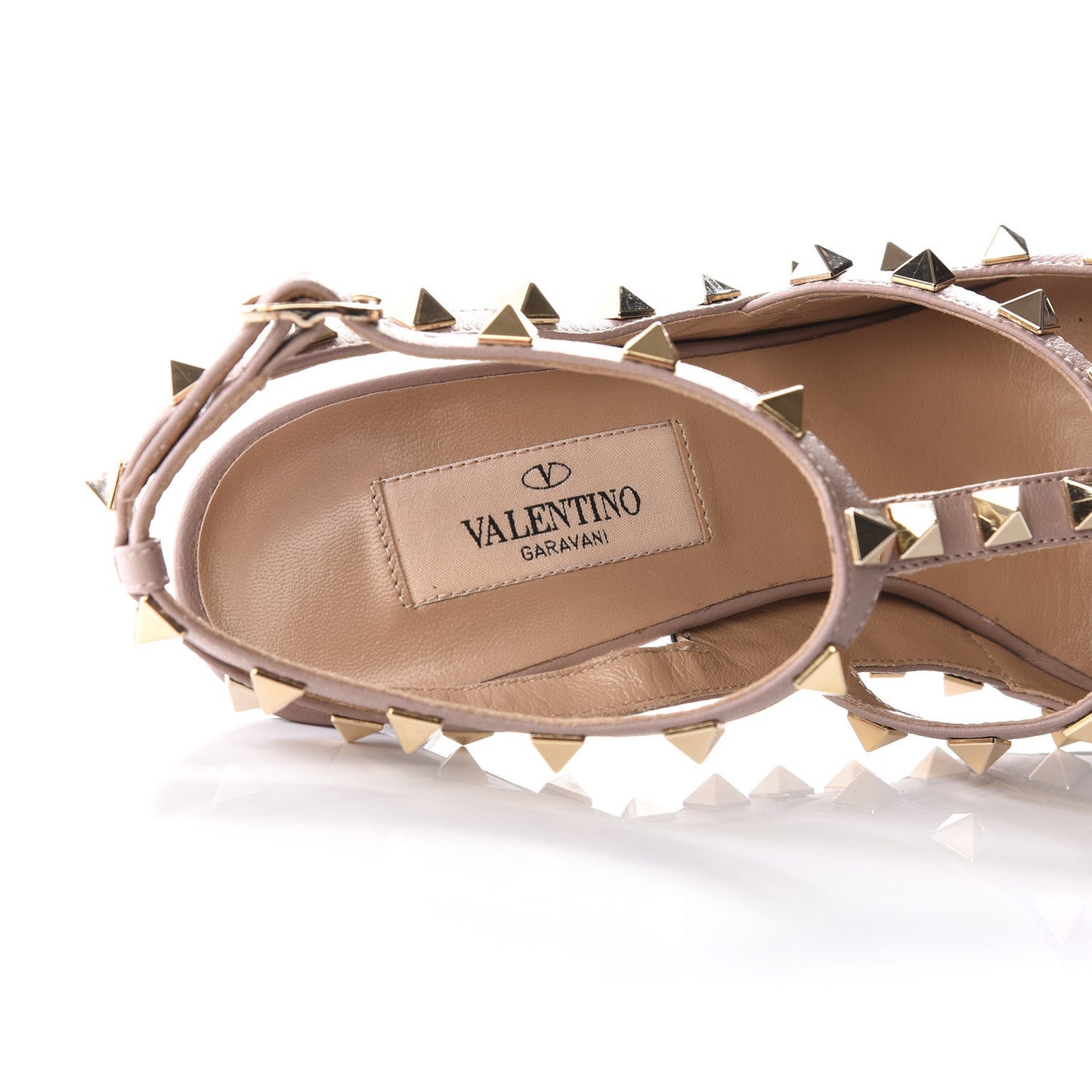 Patent Nappa Rockstud Ankle Strap 100mm Pumps 38 Black Poudre