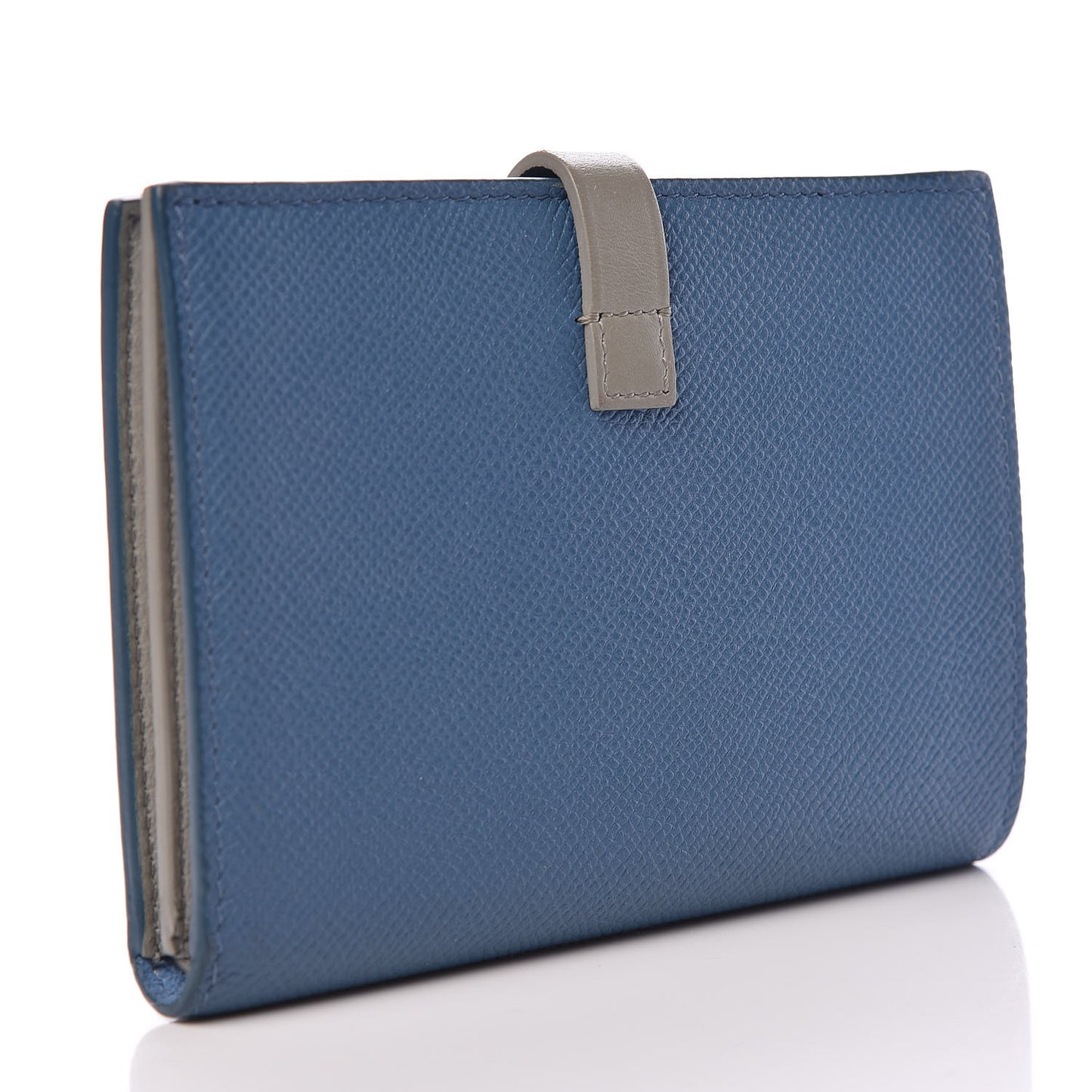 Grained Calfskin Medium Multifunction Strap Wallet Denim