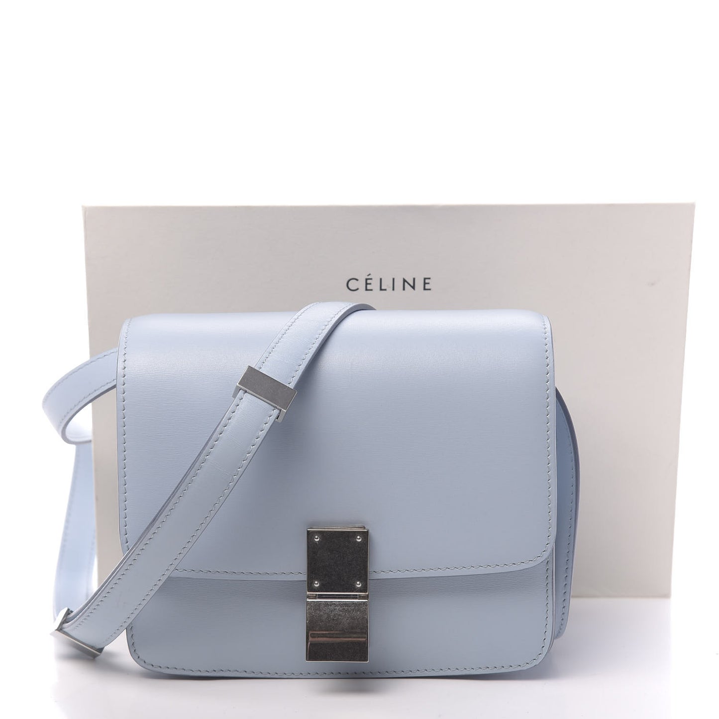 Smooth Calfskin Small Classic Box Flap Bag Pale Blue