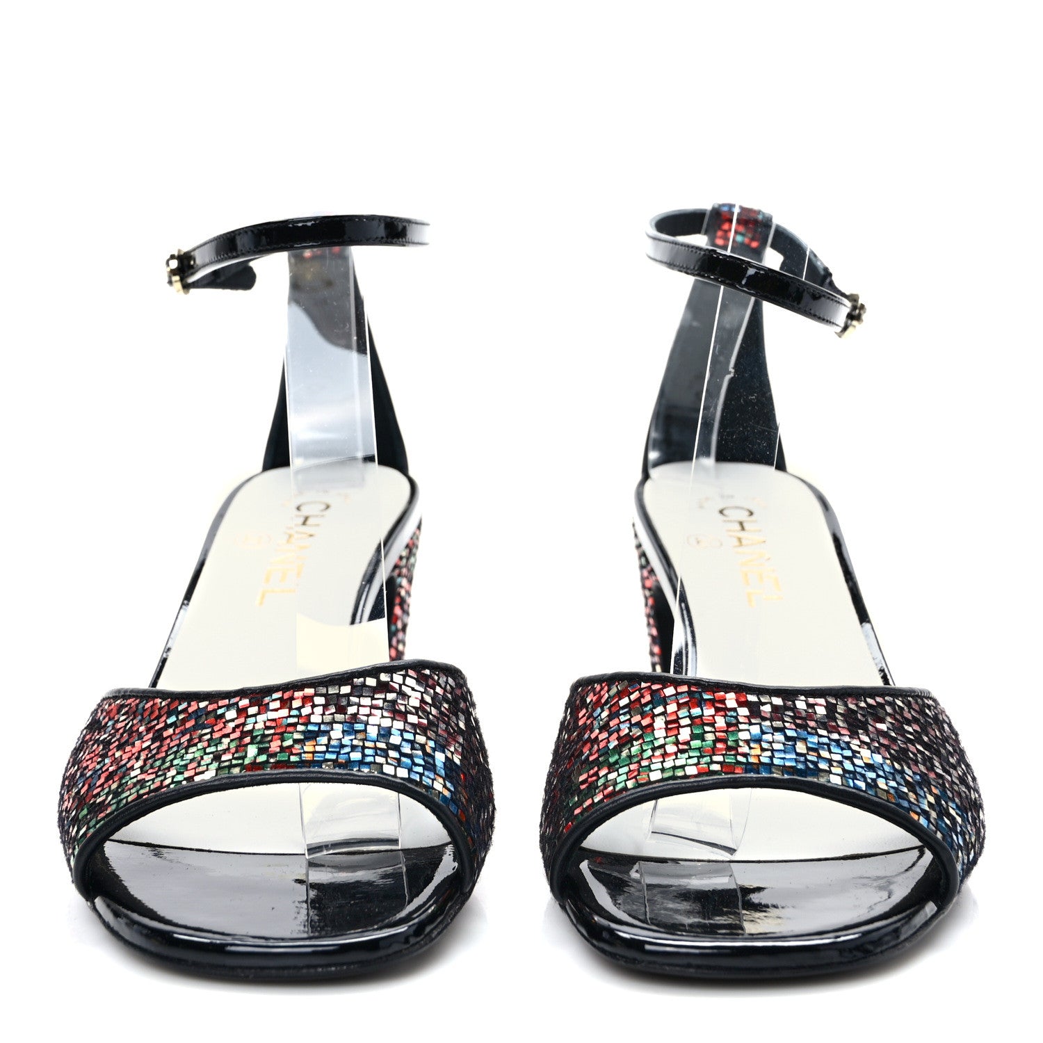 Chanel Suede CC Chain Sandals 39 Black 2 of 8