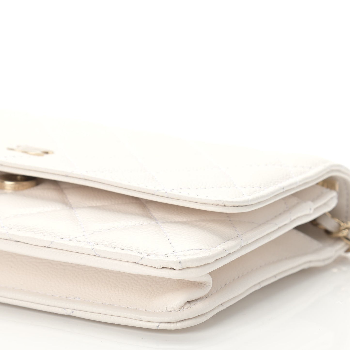 Caviar Quilted Wallet On Chain WOC White