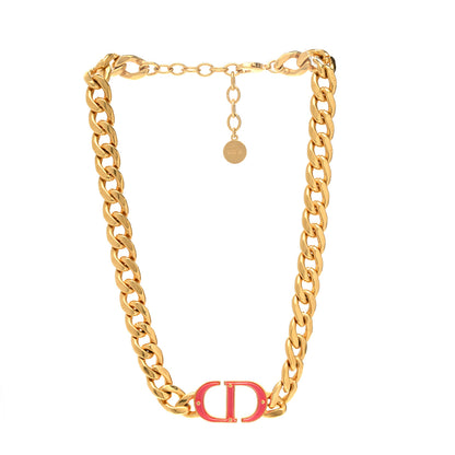 Christian Dior Metal CD Choker Necklace Gold Pink 3 of 6