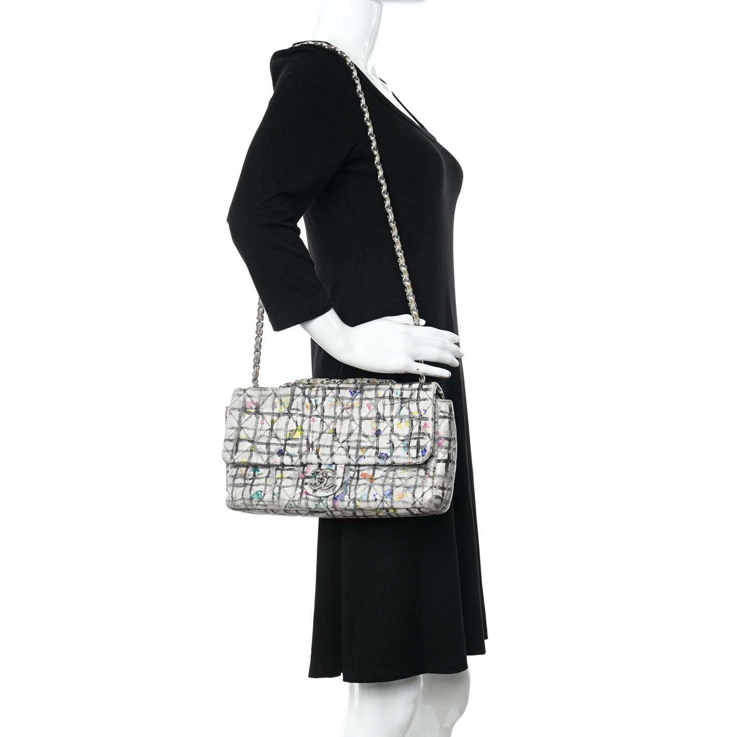 Calfskin Hand Painted Graffiti Flap Multicolor