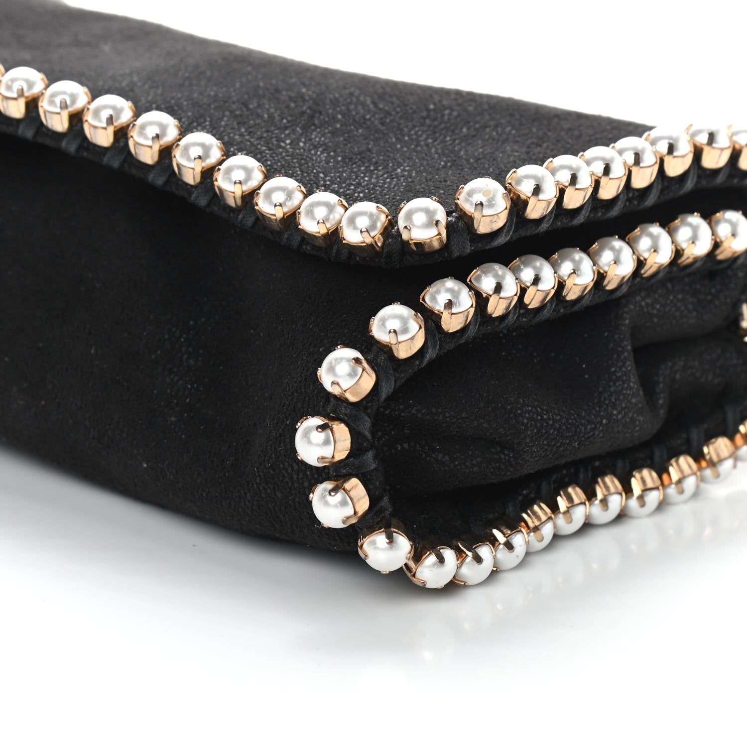 Stella McCartney Shaggy Deer Pearl Studded Falabella Crossbody Clutch Black 10 of 10