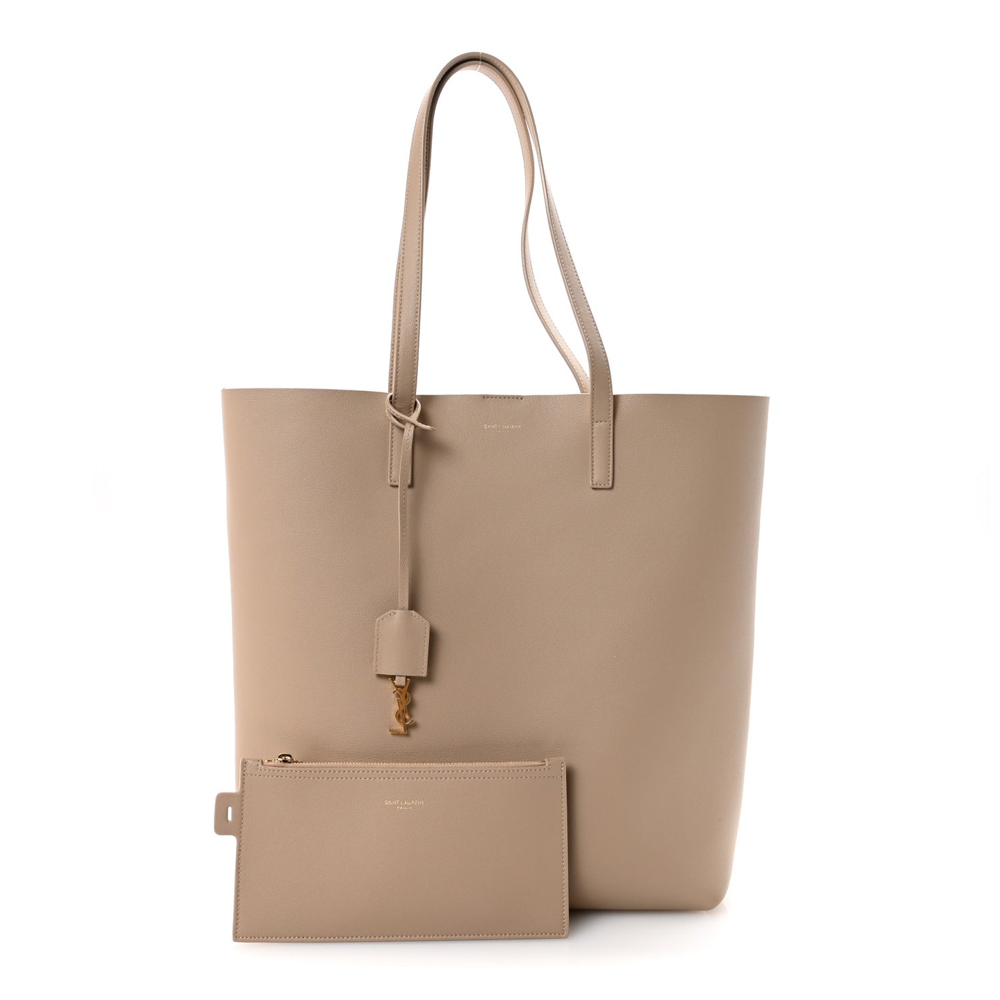 Calfskin North-South Shopping Tote Dark Beige