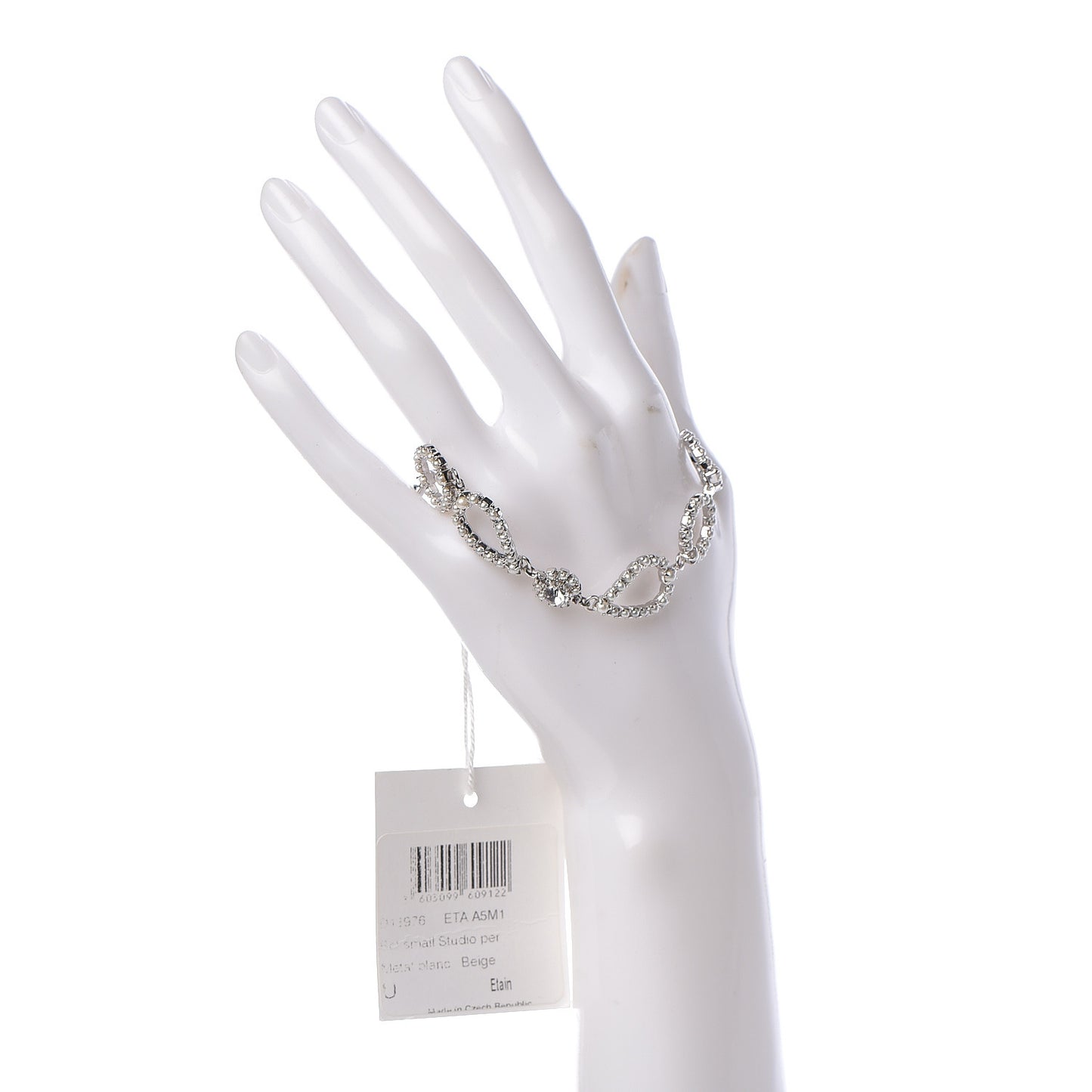 Crystal Pearl Studio Bracelet Silver Blanc