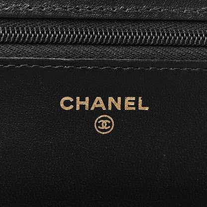 Chanel Lambskin Quilted Wallet On Chain WOC Black 12 of 23
