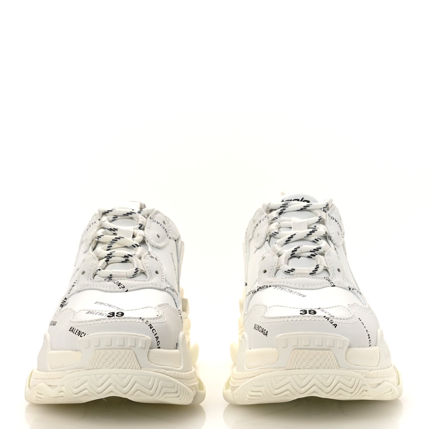 Balenciaga Technical Fabric Allover Logo Womens Triple S Sneakers 39 White Black 3 of 10