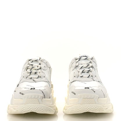 Balenciaga Technical Fabric Allover Logo Womens Triple S Sneakers 39 White Black 3 of 10