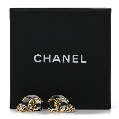 Chanel Metal Camellia CC Earrings Gold 5 of 5