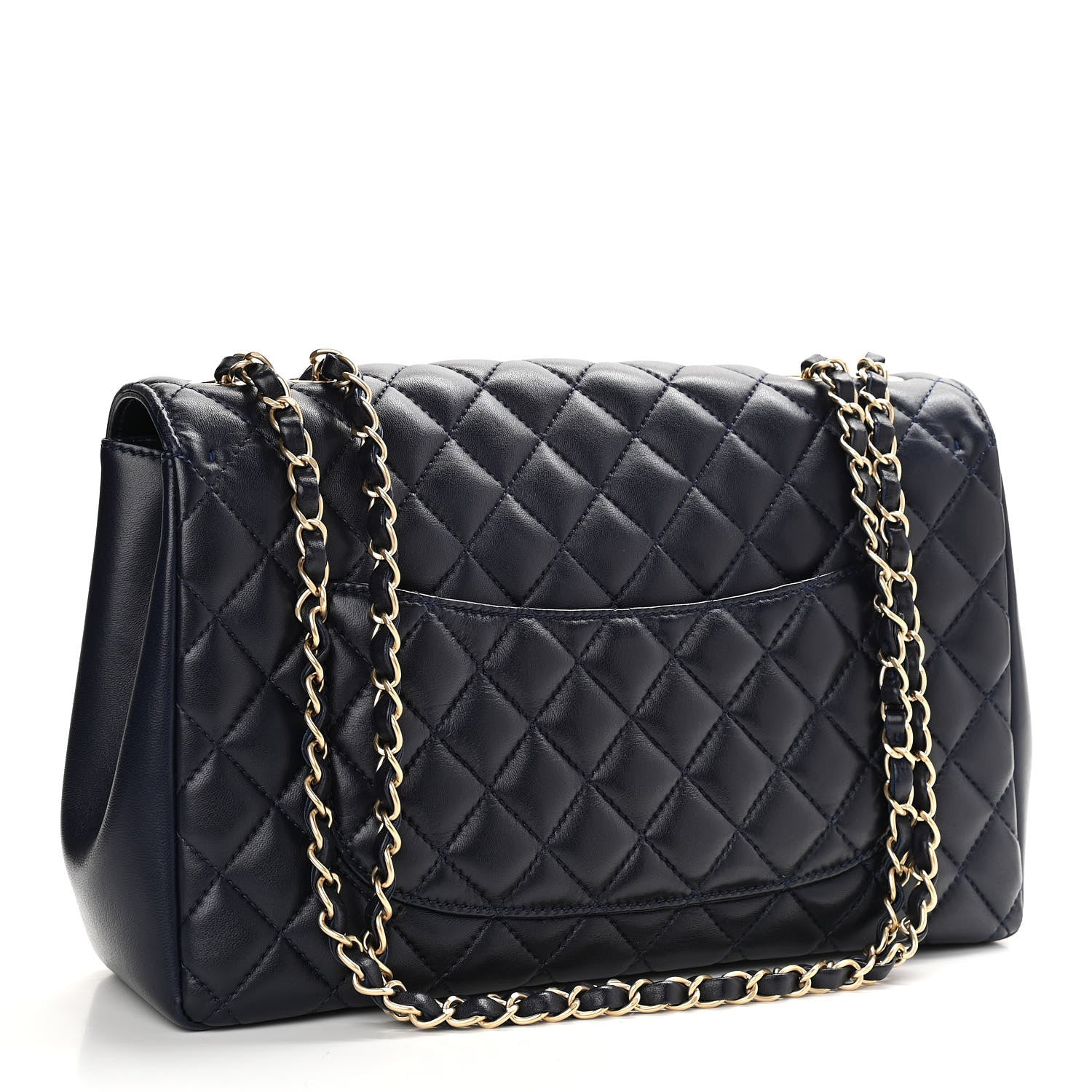 Chanel Lambskin Quilted Jumbo Mademoiselle Chic Flap Navy 3 of 12