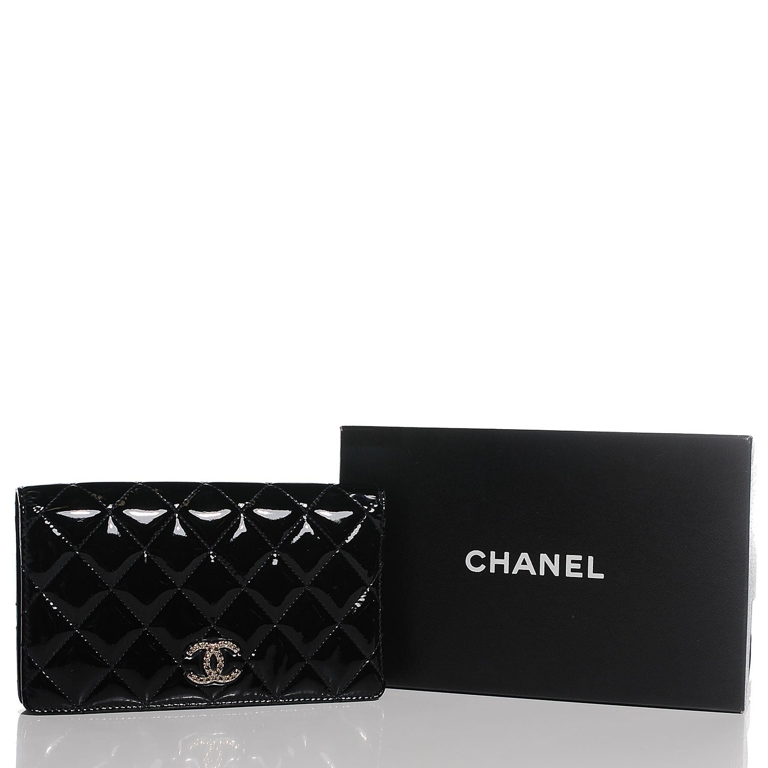 Chanel Patent Quilted Brilliant Yen Wallet Black 5 of 9