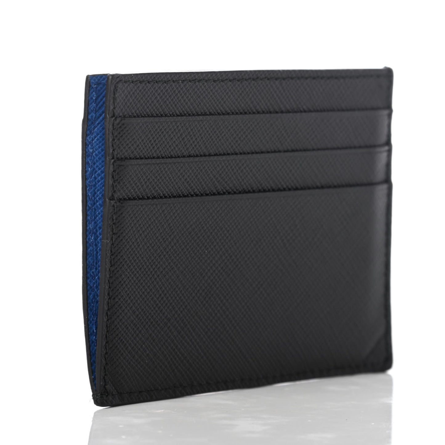 Saffiano Racing Logo Patch Card Holder Black Azzurro